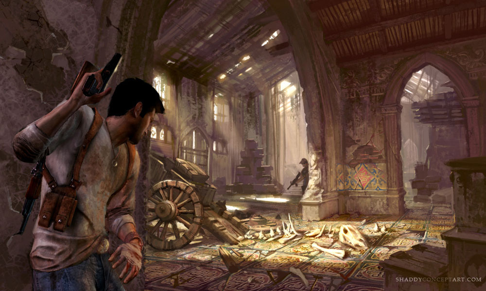 Customs House Main Foray Art from Uncharted: Drake's Fortune