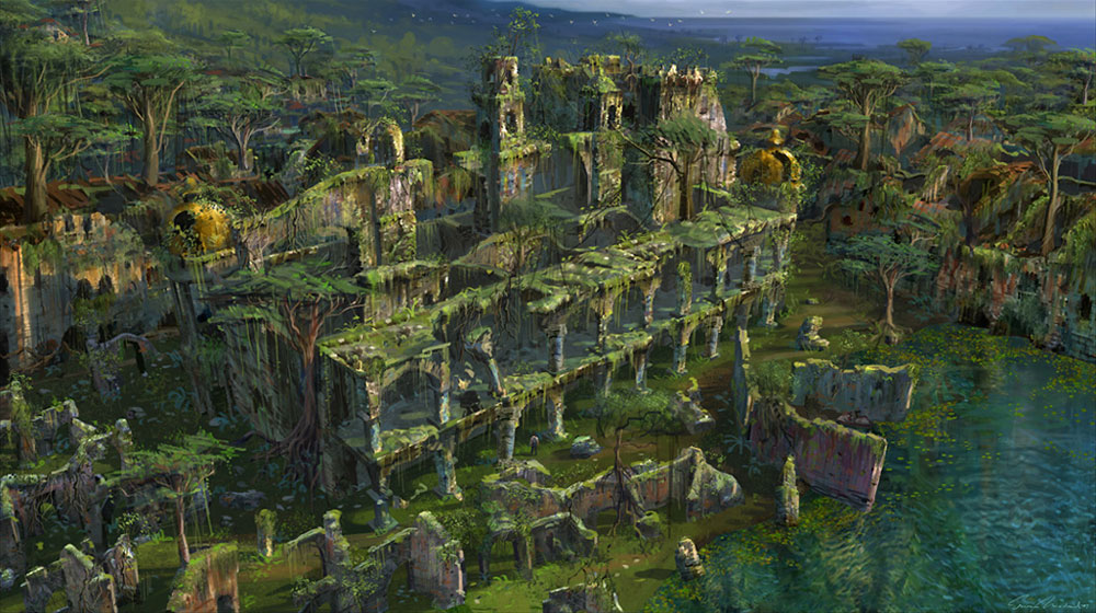 Drowned City Town Hall Aerial Art from Uncharted: Drake's Fortune