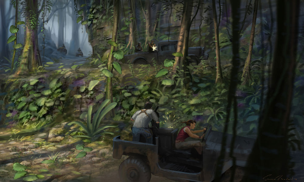 Jeep Chase Drive-by Art from Uncharted: Drake's Fortune