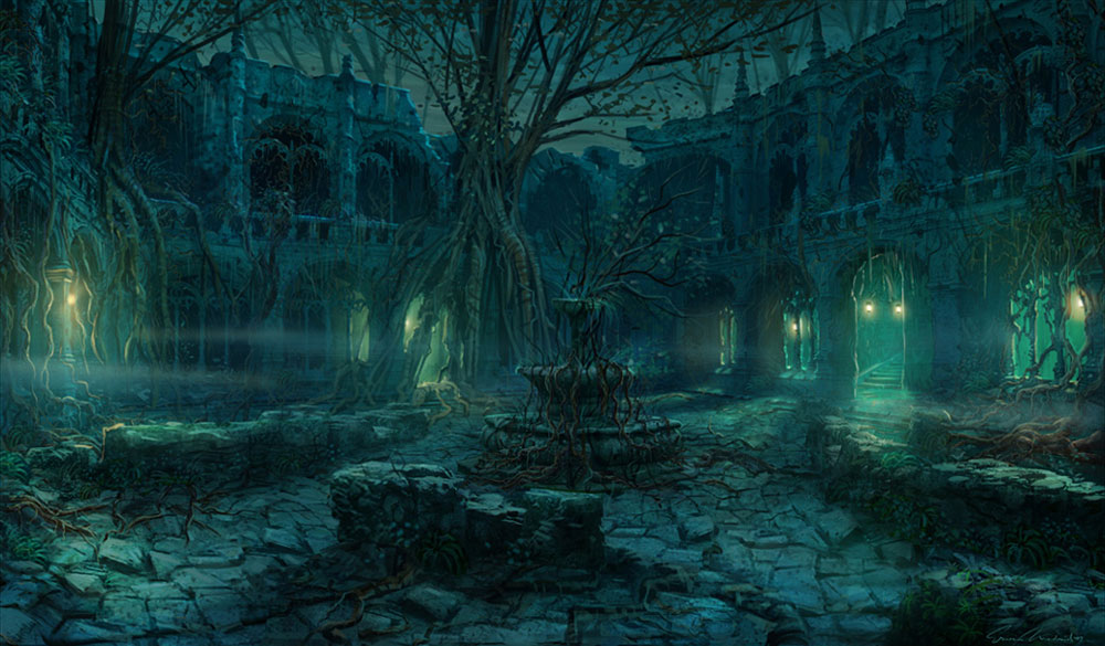 Monastery Courtyard Art from Uncharted: Drake's Fortune