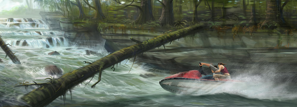 Jet Ski Upriver Art from Uncharted: Drake's Fortune
