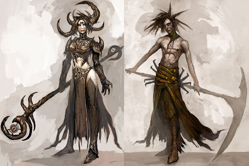 Emissary Heleyne and Messenger Vetaura Art from Guild Wars Factions