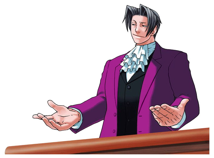 Miles Edgeworth Behind Podium Art from Phoenix Wright: Ace Attorney