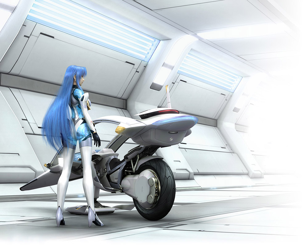 KOS-MOS & Hoverbike Art from Xenosaga Episode II