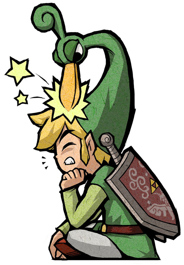 Ezlo Pecking Link Art from The Legend of Zelda: The Minish Cap