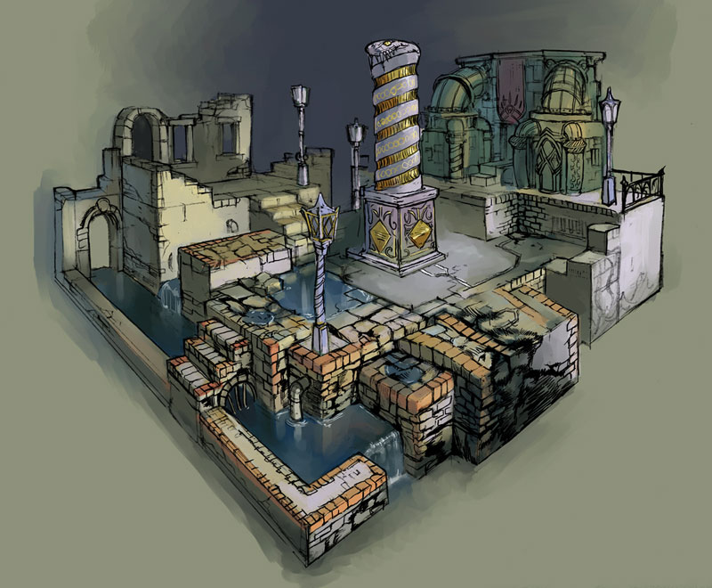 City Concept Art from Disgaea 2: Cursed Memories