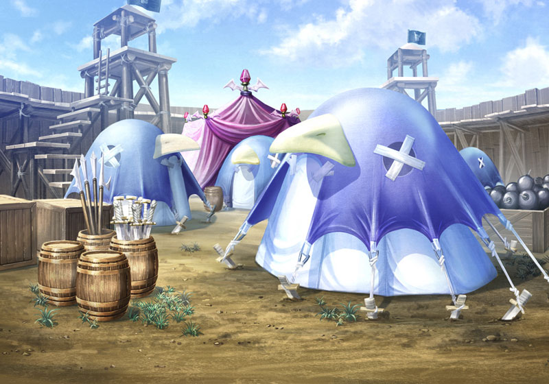 Prinny Tents Art from Disgaea 2: Cursed Memories