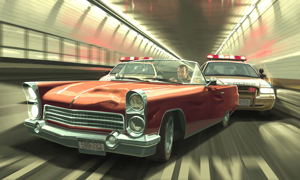 High Speed Police Chase Art from Grand Theft Auto IV