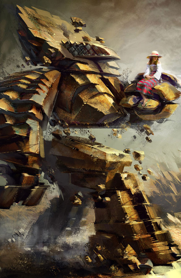 Golem & Woman Concept Art from Guild Wars: Eye of the North