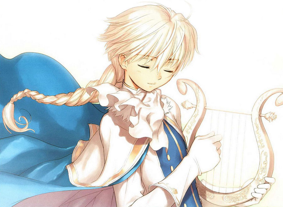 Caris Playing Harp Art from Shining Wind
