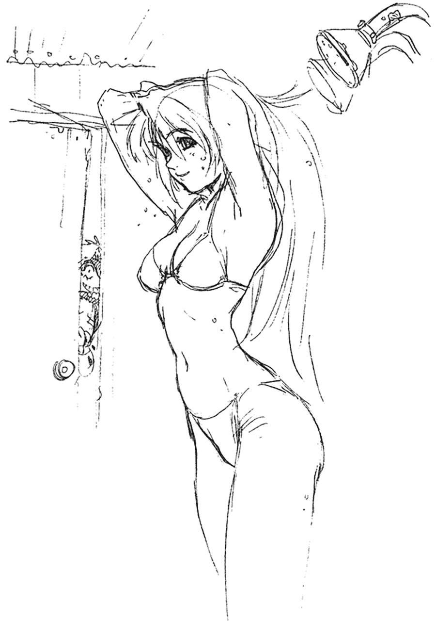 Elly Shower Sketch from Xenogears