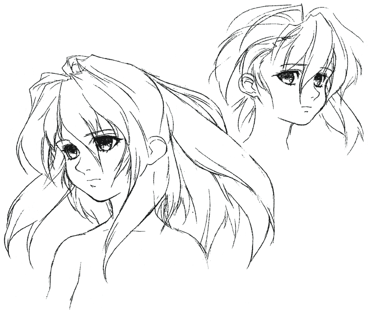 Emeralda Face Sketches from Xenogears
