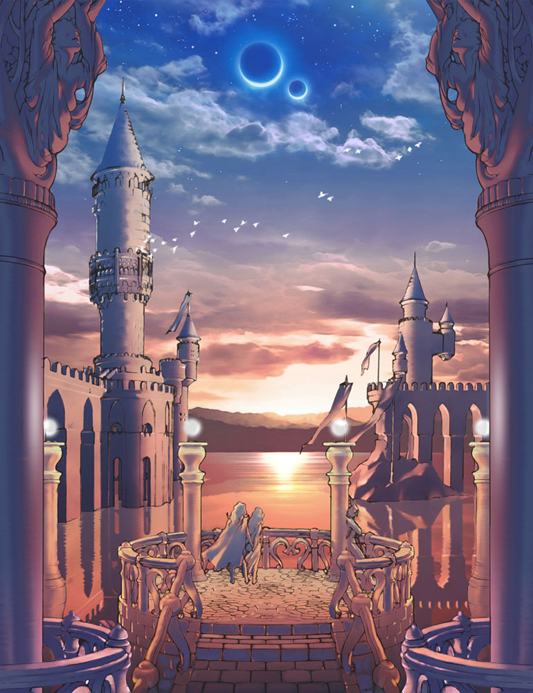 Baron Castle Balcony Illustration from Final Fantasy IV