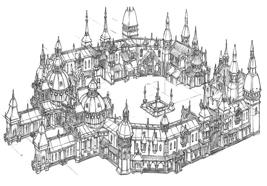 Courtyard Concept Art from Lineage II