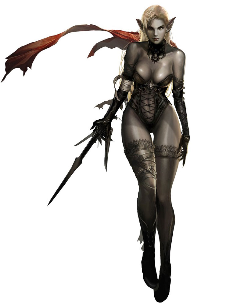 Dark Elf Female Art from Lineage II