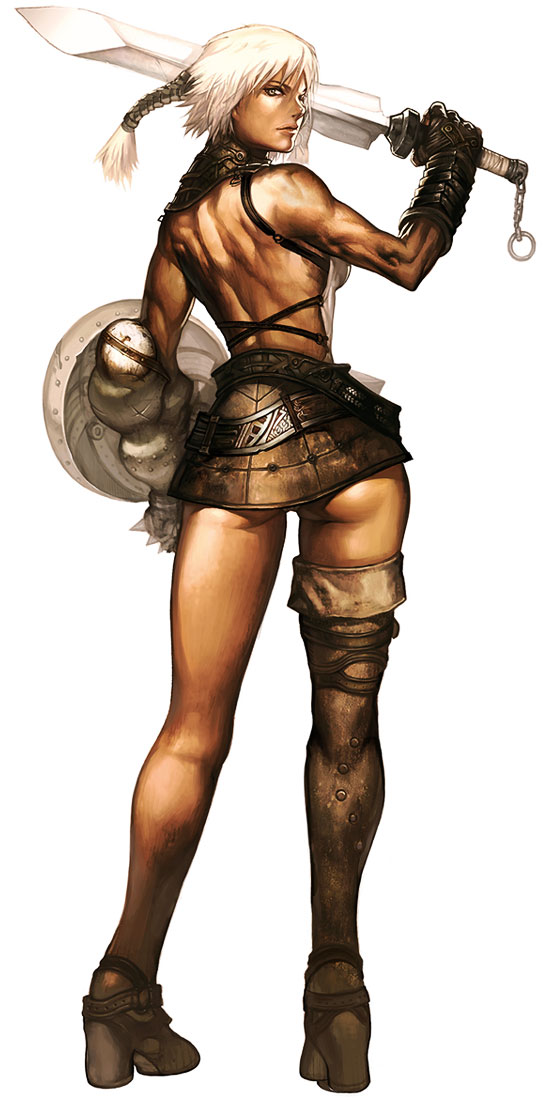 Human Female & Sword / Shield Art from Lineage II