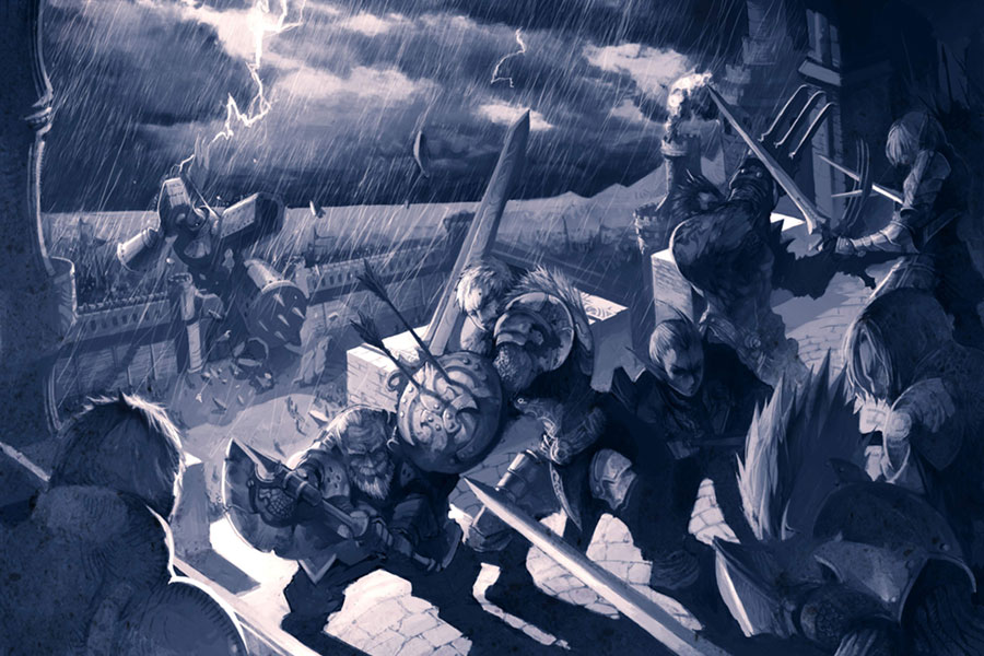 Battle in Rain Concept Art from Lineage II