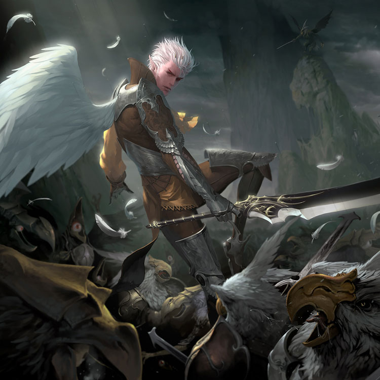 Kamael in Battle Art from Lineage II