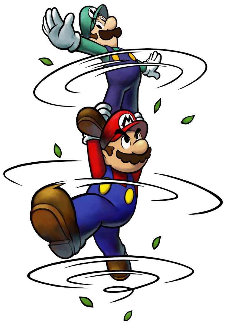 Mario & Luigi Spin Jump Art from Mario & Luigi: Partners in Time