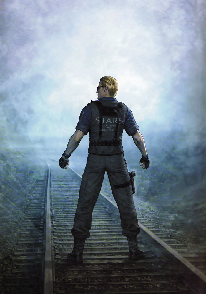 Wesker on Train Tracks Art from Resident Evil: The Umbrella Chronicles