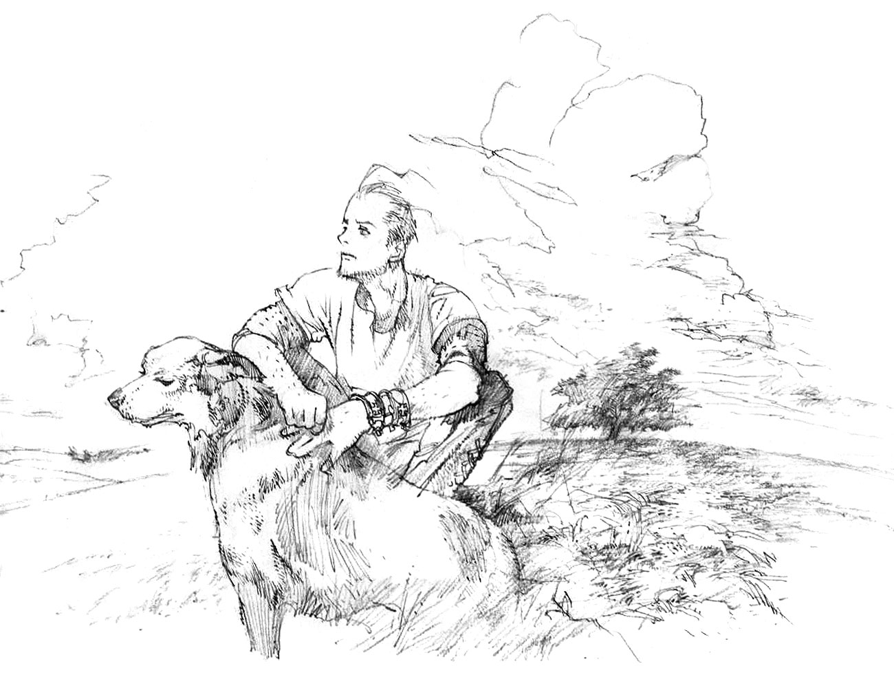 Ashley and Dog Sketch from Vagrant Story
