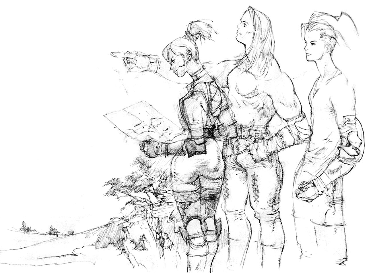 Neesa, Tieger, and Ashley Sketch from Vagrant Story