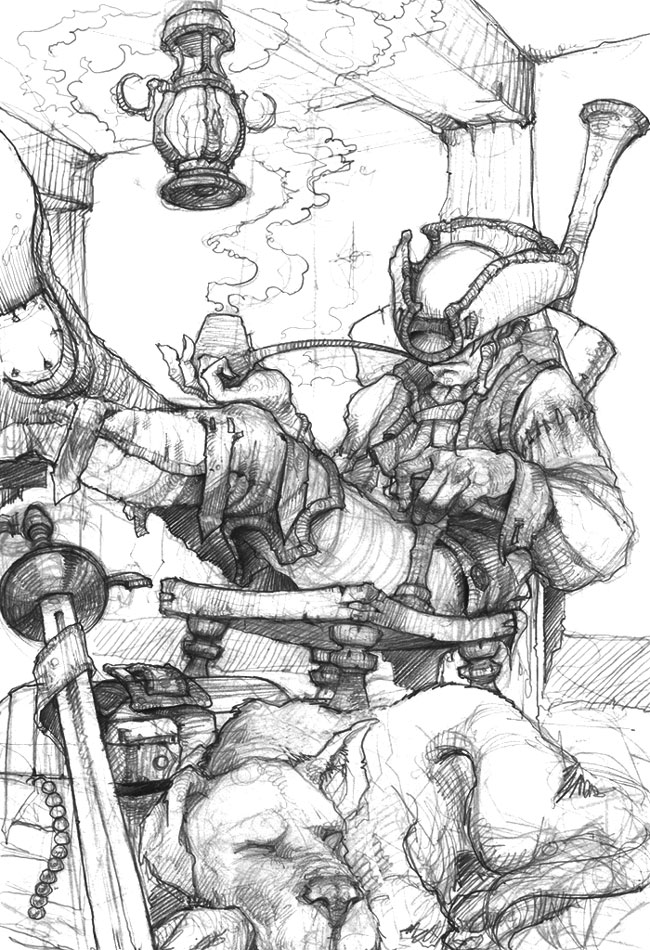 Hero & Dog Sketch from Fable II
