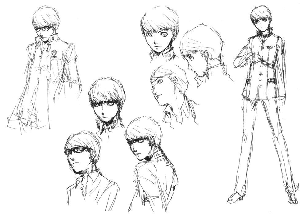 Protagonist Sketches from Persona 4