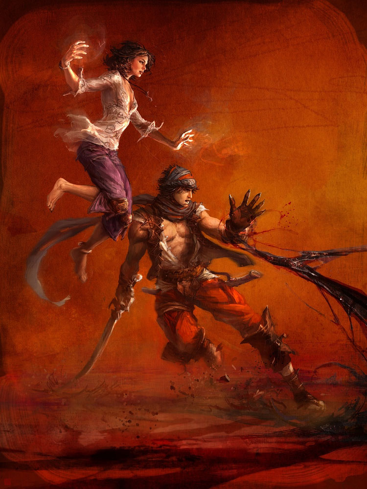 Elika & Prince Fighting Corruption Art from Prince of Persia