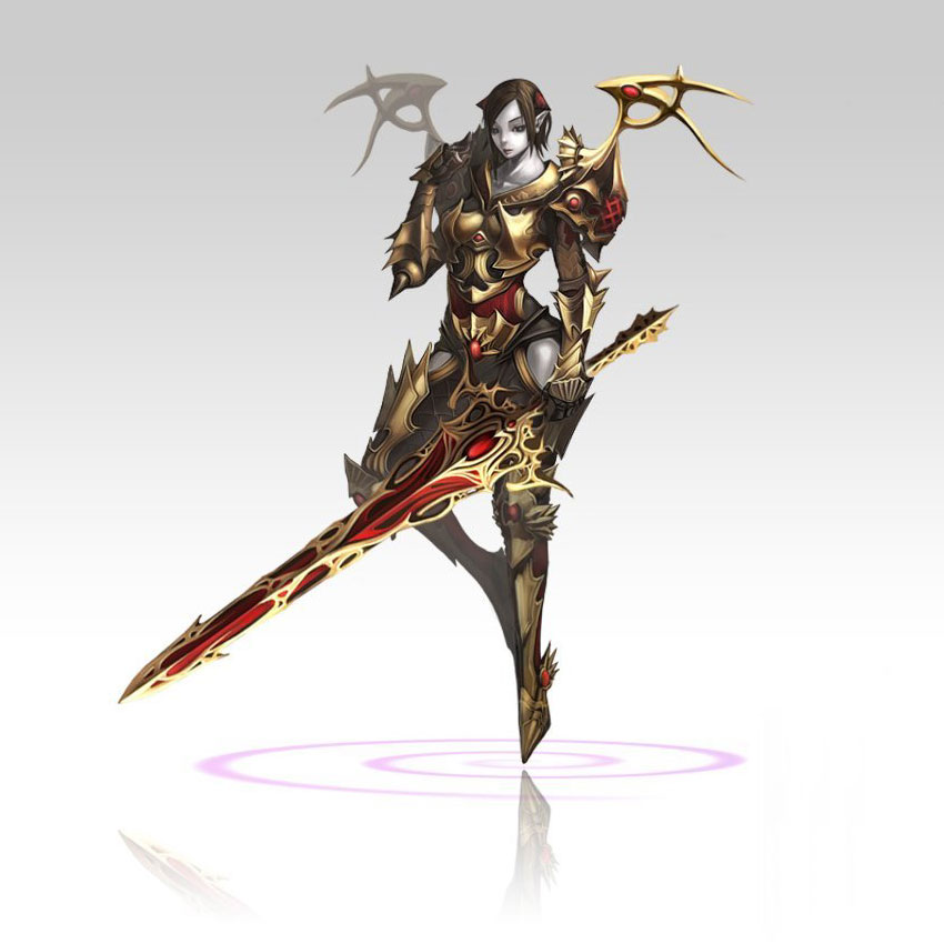 Heavy Armor Female Character Art from Atlantica Online