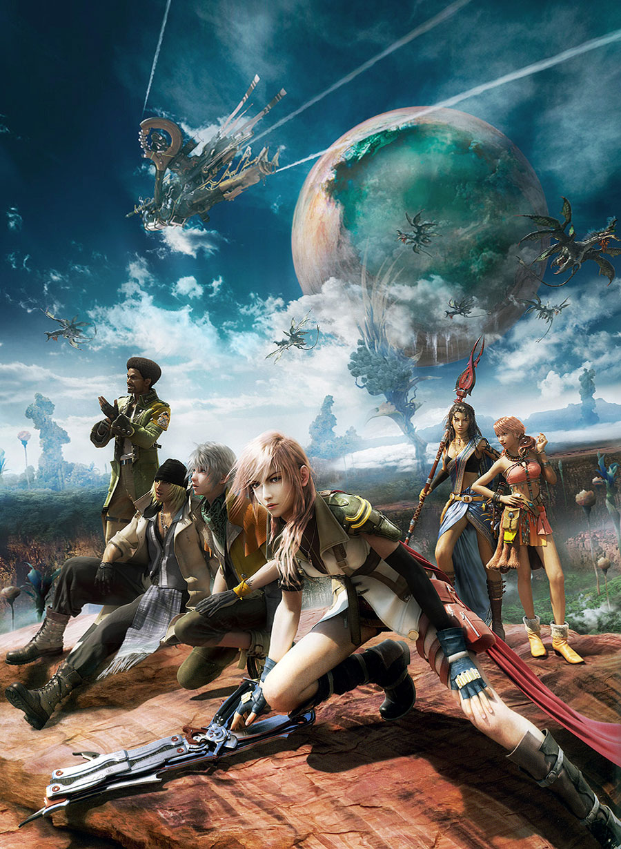 Main Characters in Front of Cocoon Art from Final Fantasy XIII