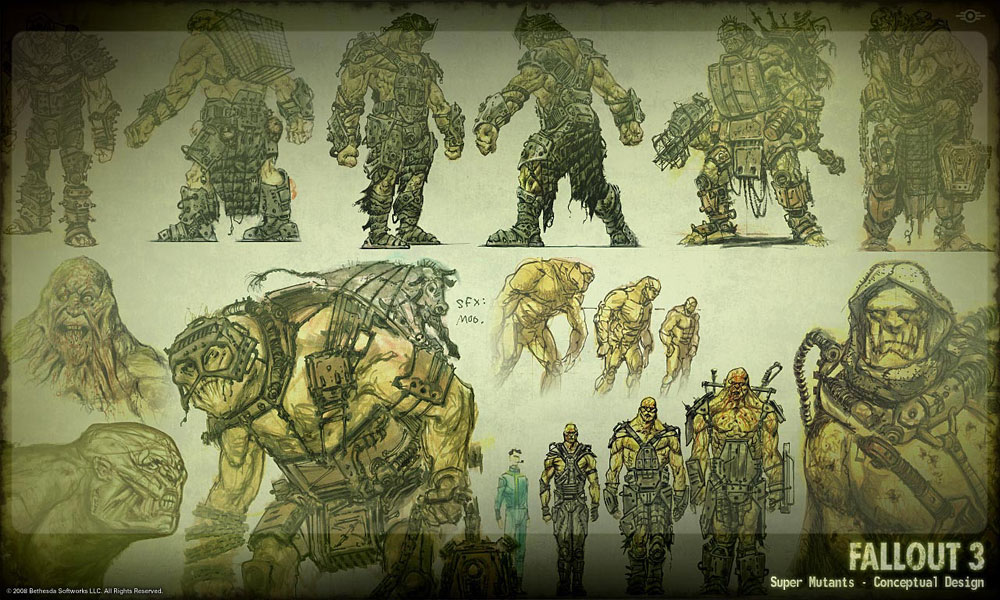 Super Mutants Concept Art from Fallout 3
