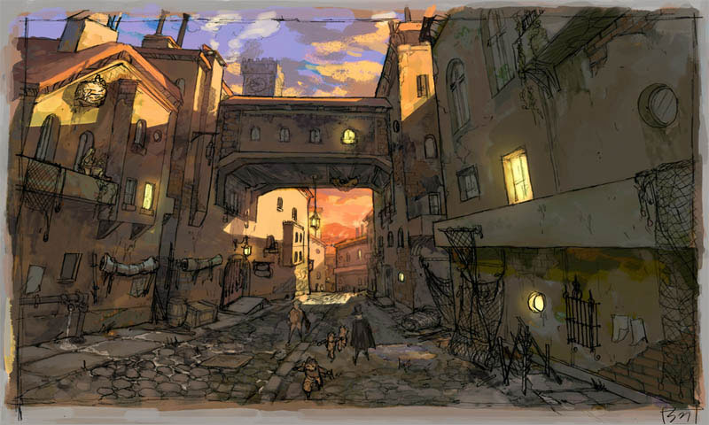 City Street Concept Art from Granado Espada