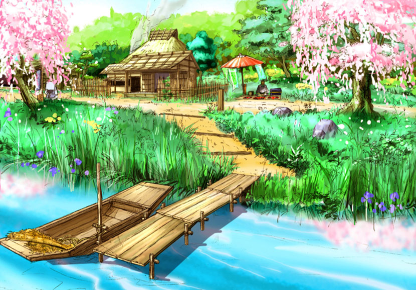 Heiankyo River Art from Genji: Dawn of the Samurai
