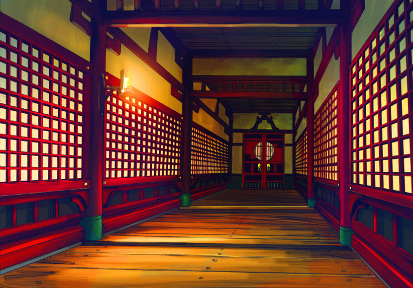 Heishi Palace Corridor Art from Genji: Dawn of the Samurai