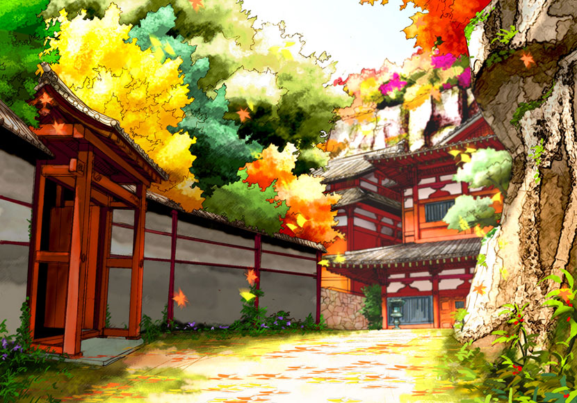 Temple Exterior Art from Genji: Dawn of the Samurai