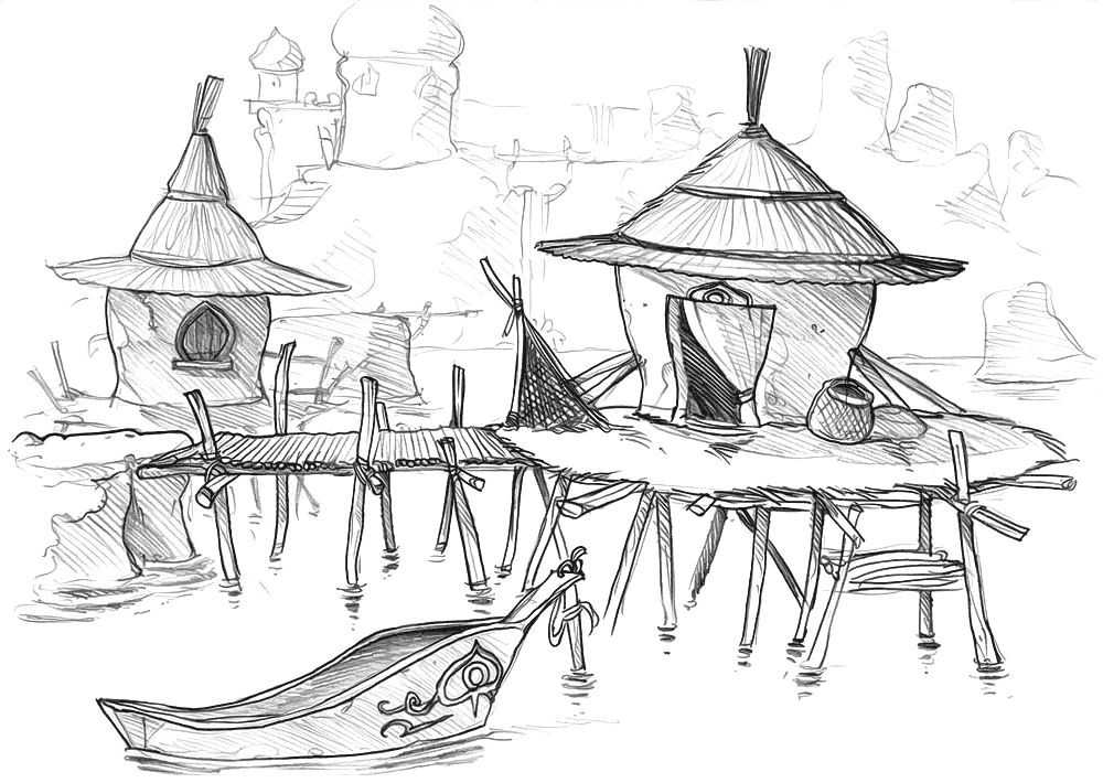 Stilt Houses Concept Art from Prince of Persia: The Fallen King