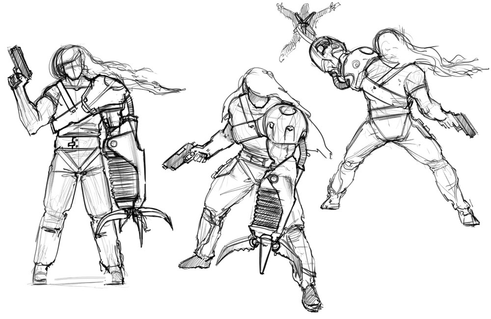 Nathan Early Sketches from Bionic Commando