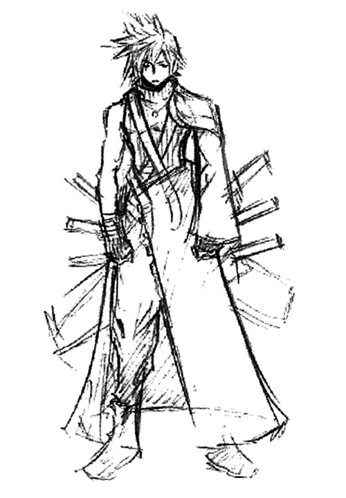 Cloud Strife & Swords Sketch from Final Fantasy VII: Advent Children