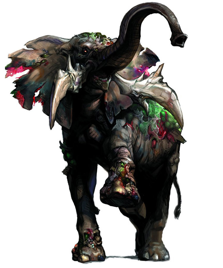 Zombie Elephant Art from Resident Evil Outbreak