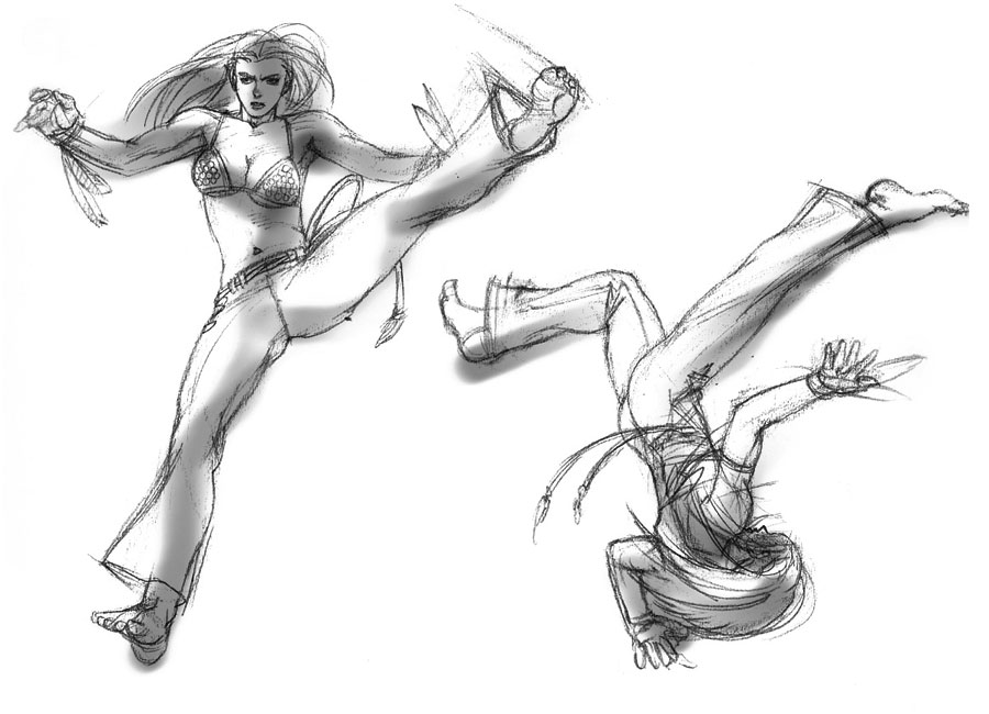 Christie Fighting Actions Art from Tekken 4