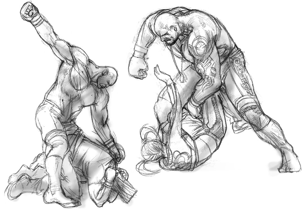 Craig Fighting Actions Art from Tekken 4