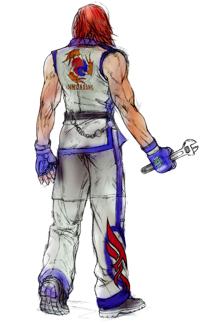 Hwoarang Back Concept Art from Tekken 4