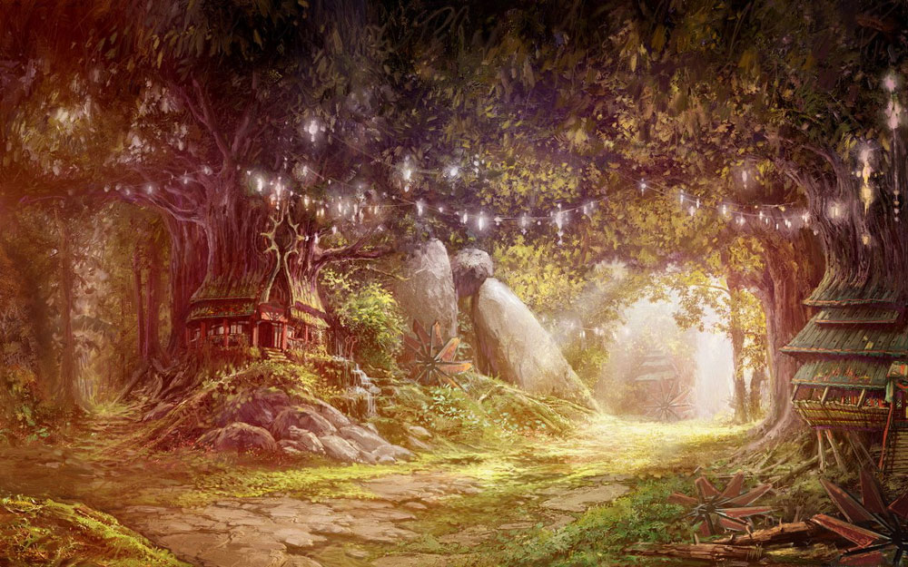 Elysea Forest Structures Art from Aion