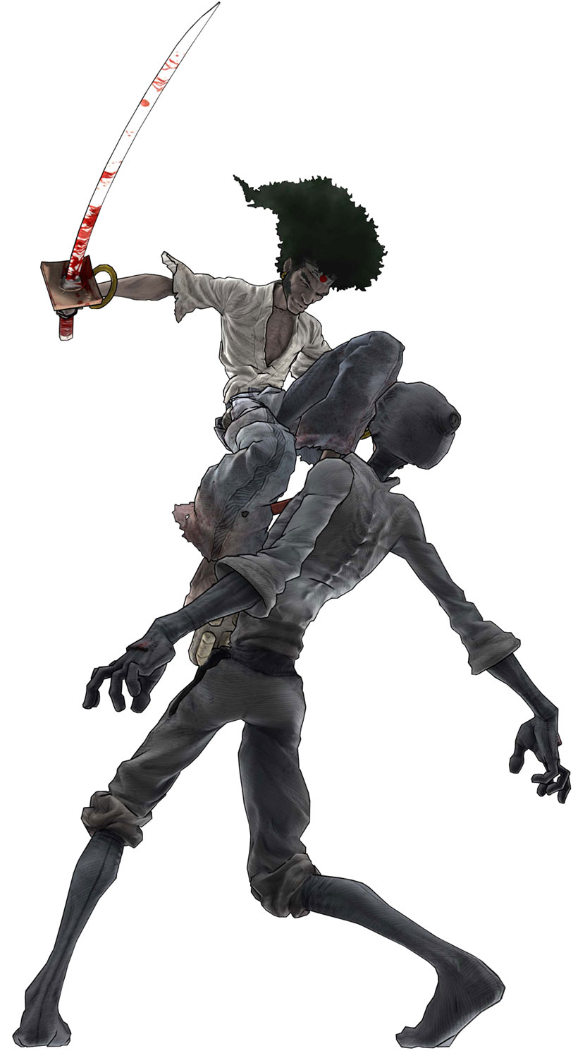 Afro Fighting Enemy Art from Afro Samurai