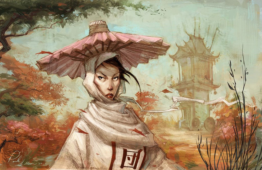 Strings Lady Illustration from Afro Samurai