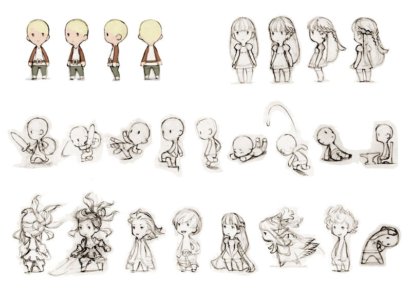 Character Sketches from Final Fantasy: The 4 Heroes of Light