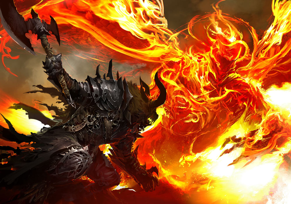 Fire Elemental Battle Art from Guild Wars 2