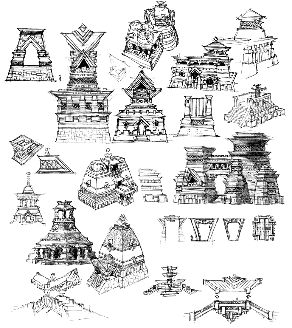 Asura Architecture Sketches from Guild Wars 2