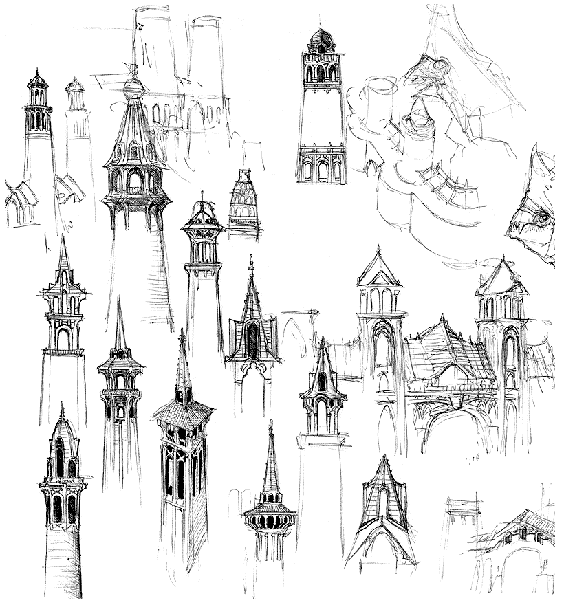 Divinity's Reach Tower Sketches from Guild Wars 2